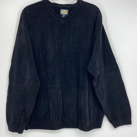 Tommy Bahama Cotton Velour Ribbed Men’s Pullover Size L Black Color - Picture 1 of 7